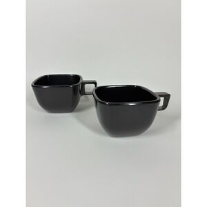 Vintage Brookpark B-6 Black Square Melamine Coffee Cups Set of 2 MCM Atomic